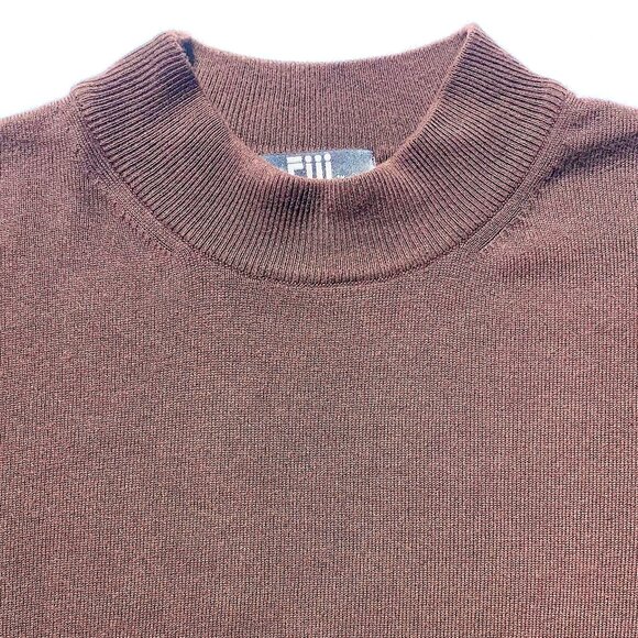 Fiii Men’s VTG Lightweight Mock Turtleneck Sweater XL Brown, Cotton/Rayon Italy - Picture 1 of 7
